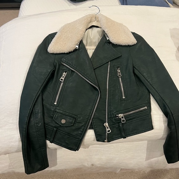 Zara Jackets & Coats Zara Green Leather Jacket Poshmark